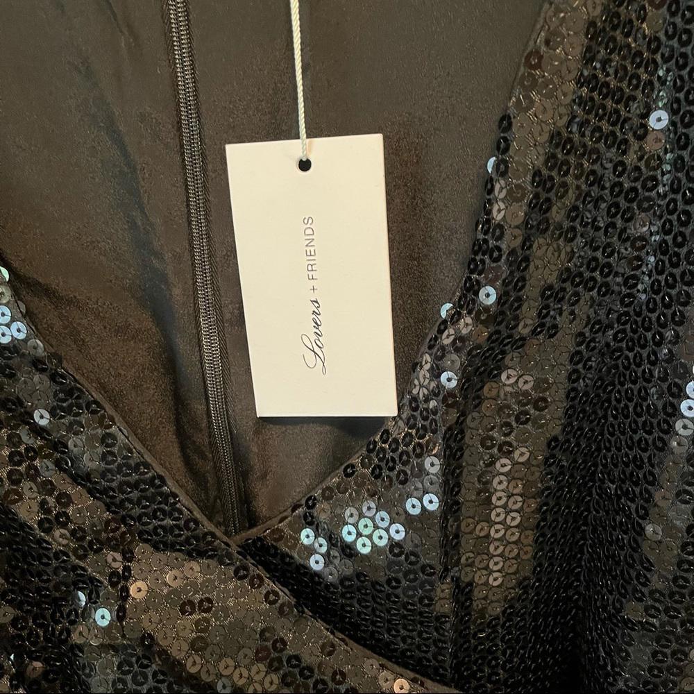 Lovers + Friends Ryder Mini Dress Black Sequin Wrap Party Dress M - Picture 7 of 8